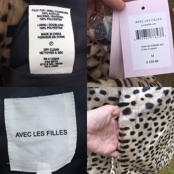 AVEC LES FILLES Faux Fur Leopard Cheetah Coat NWT - Picture 8 of 8